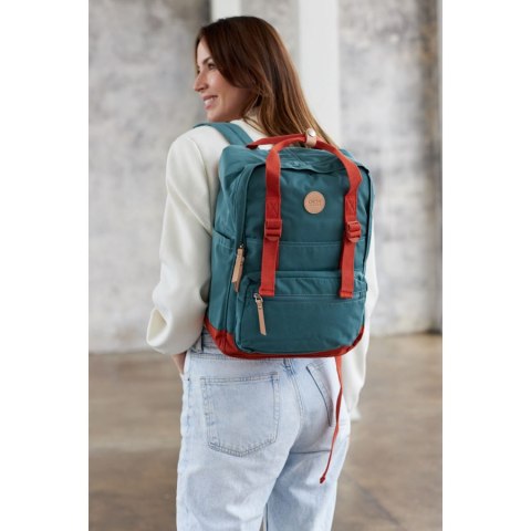 Pojemny plecak miejski w turkusowo-pomarańczowym kolorze z przegrodą na laptopa - Himawari