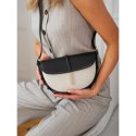 Listonoszka damska crossbody beżowo - czarna ze skóry naturalnej i płótna canvas Peterson