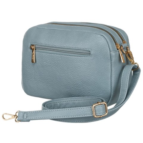 Modna niebieska listonoszka damska z dwoma paskami na ramię i brelokiem eko skóra Peterson