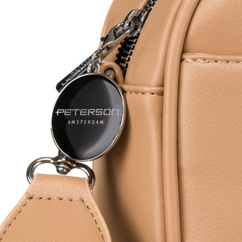 Miejska, beżowa listonoszka damska ze skóry ekologicznej w komplecie dwa paski na ramię crossbody Peterson Miejska, beżowa listonoszka damska ze skóry ekologicznej w komplecie dwa paski na ramię crossbody Peterson