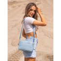 Niebieska listonoszka damska crossbody z wąskim i szerokim paskiem na ramię eko skóra Peterson Niebieska listonoszka damska crossbody z wąskim i szerokim paskiem na ramię eko skóra Peterson