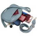 Niebieska listonoszka damska crossbody z wąskim i szerokim paskiem na ramię eko skóra Peterson Niebieska listonoszka damska crossbody z wąskim i szerokim paskiem na ramię eko skóra Peterson