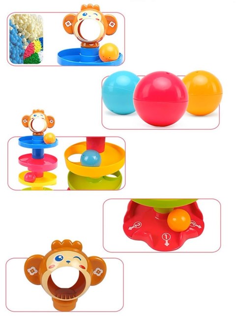 ZJEŻDZALNIA EDUKACYJNA WIEŻA Z PIŁECZKAMI GRZECHOTKA MAŁPKA