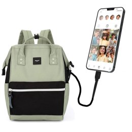 Pojemny, zielono-czarny plecak na laptopa z portem USB - Himawari