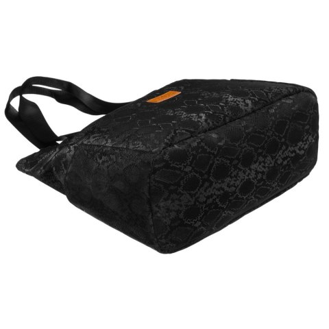 Czarny shopper damski z poliestru zawieszony na wygodnych uchwytach - Rovicky Czarny shopper damski z poliestru zawieszony na wygodnych uchwytach - Rovicky