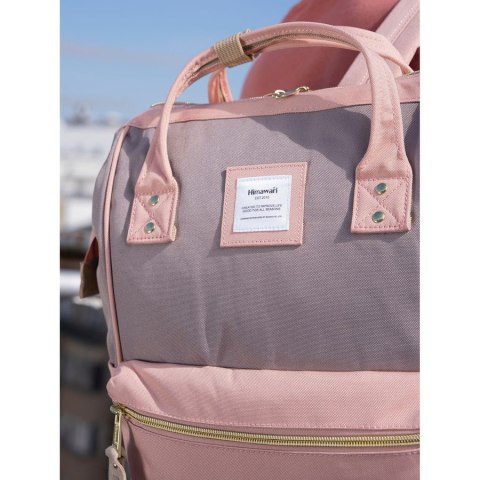 Różowy, stylowy plecak na laptopa z portem USB - Himawari