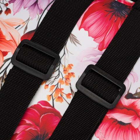 Wielokolorowy plecak damski w kwiaty zawieszony na regulowanych szelkach - Rovicky