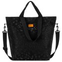 Wygodny shopper damski z poliestru w czarnym kolorze - Rovicky Wygodny shopper damski z poliestru w czarnym kolorze - Rovicky