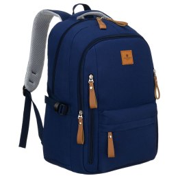Młodzieżowy plecak szkolny z poliestru w granatowym kolorze z miejscem na laptopa - Peterson