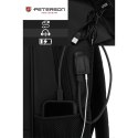 Plecak szkolny z poliestru w czarnym kolorze z portem USB - Peterson Plecak szkolny z poliestru w czarnym kolorze z portem USB - Peterson