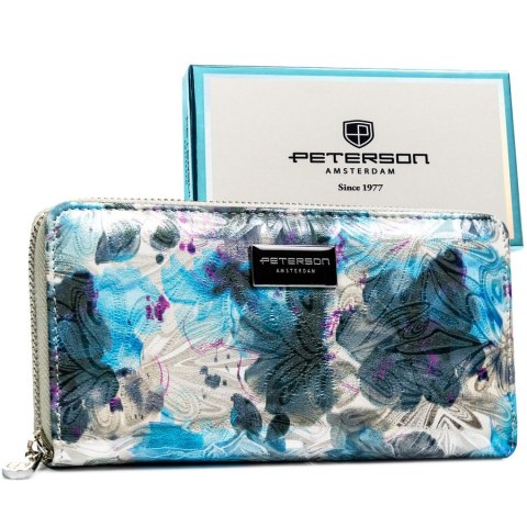 Portfel damski w typie piórnika w kwiaty zamykany suwakiem - Peterson Portfel damski w typie piórnika w kwiaty zamykany suwakiem - Peterson