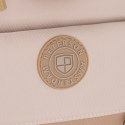 Praktyczny plecak szkolny z poliestru w beżowym kolorze z dodatkową saszetką i miejscem na bidon - Peterson Praktyczny plecak szkolny z poliestru w beżowym kolorze z dodatkową saszetką i miejscem na bidon - Peterson