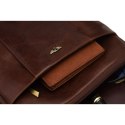 Dwukomorowa, brązowa listonoszka męska ze skóry naturalnej - Peterson