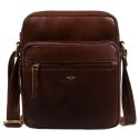 Miejska torba męska ze skóry naturalnej w brązowym kolorze, zawieszona na regulowanym pasku - Peterson