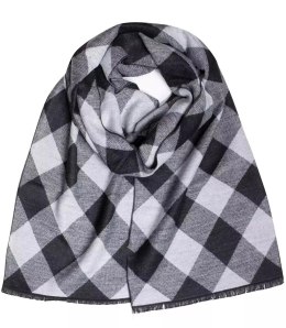 Szal męski szalik z frędzelkami we wzory Elegancki (Szary)