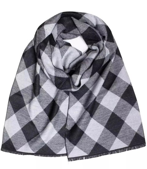 Szal męski szalik z frędzelkami we wzory Elegancki (Szary)