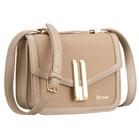 Listonoszka damska z tworzywa sztucznego w beżowym kolorze zamykana klipsem magnetycznym - Peterson