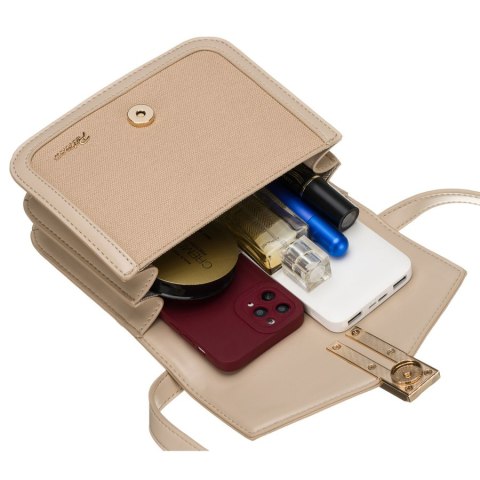 Listonoszka damska z tworzywa sztucznego w beżowym kolorze zamykana klipsem magnetycznym - Peterson