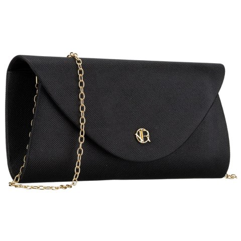 Brokatowa kopertówka damska wykonana z tkaniny syntetycznej w czarnym kolorze - Rovicky