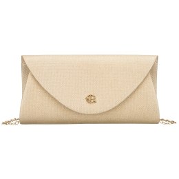 Złota, brokatowa kopertówka damska wykonana z tkaniny syntetycznej - Rovicky