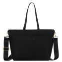 Czarna, duża shopperka damska z nylonu, mieszcząca format A4 i zamykana klipsem magnetycznym - Peterson