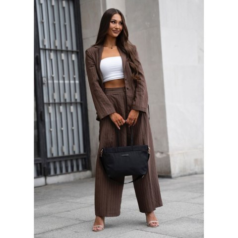 Czarna, duża shopperka damska z nylonu, mieszcząca format A4 i zamykana klipsem magnetycznym - Peterson