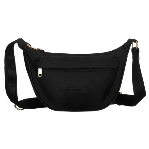 Czarna listonoszka damska wykonana z nylonu, zawieszona na regulowanym pasku - Peterson