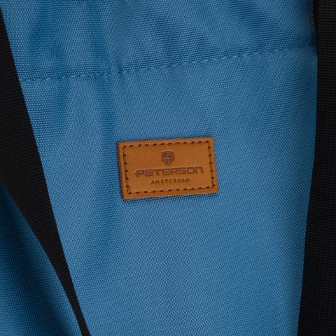 Błękitna shopperka damska z poliestru, zawieszona na uchwytach i doczepianym pasku - Peterson