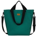 Duża, ciemnozielona shopperka damska z poliestru, zawieszona na uchwytach i doczepianym pasku - Peterson