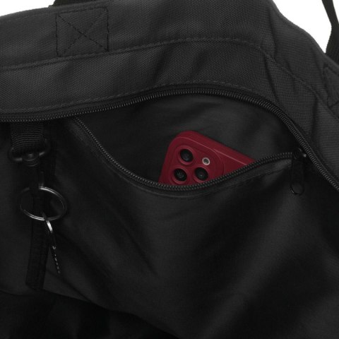 Duża, czarna shopperka damska zamykana suwakiem z kieszonką zewnętrzną, jednokomorowa - Peterson