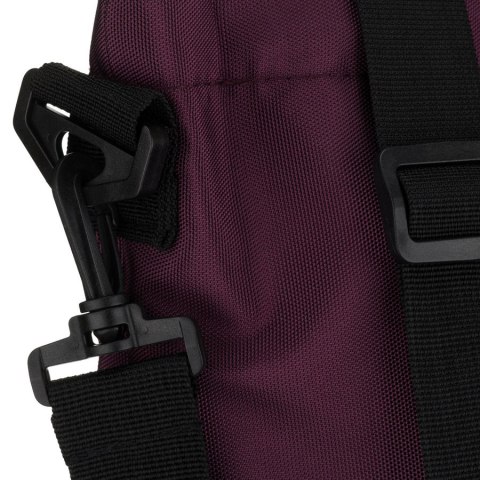 Duża, fioletowa shopperka damska zawieszona na wygodnych uchwytach i doczepianym pasku - Peterson
