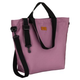 Duża shopperka damska z poliestru w różowym kolorze, zawieszona na wygodnych uchwytach i doczepianym pasku - Peterson