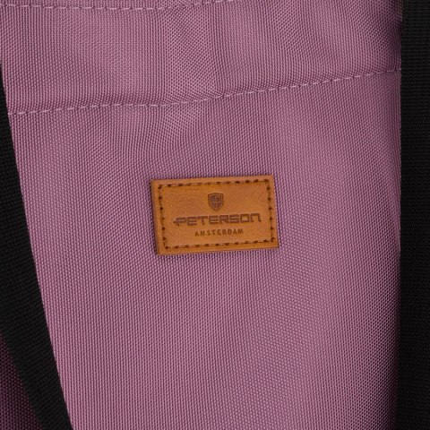 Duża shopperka damska z poliestru w różowym kolorze, zawieszona na wygodnych uchwytach i doczepianym pasku - Peterson