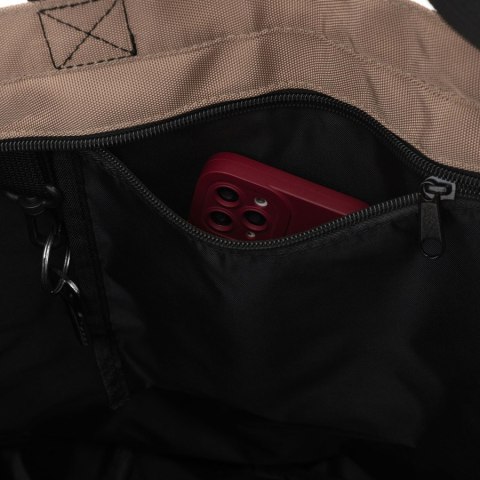 Duża torba damska z poliestru w beżowym kolorze, jednokomorowa - Peterson