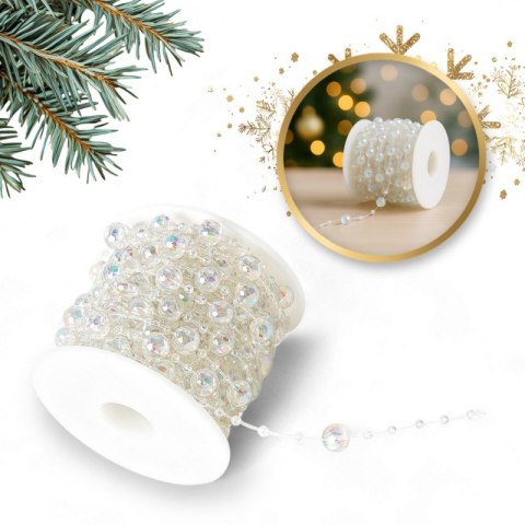 Łańcuch na choinkę 10m girlanda koraliki opalizujące BOŻE NARODZENIE WOZ40