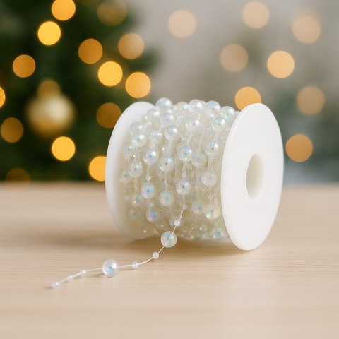 Łańcuch na choinkę 10m girlanda koraliki opalizujące BOŻE NARODZENIE WOZ40