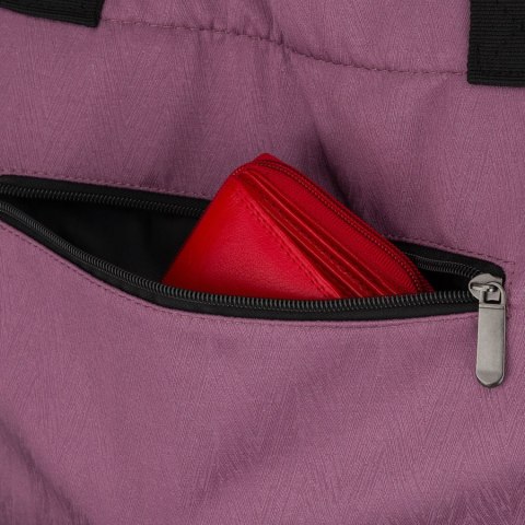 Shopperka damska w fioletowym kolorze, jednokomorowa i zamykana suwakiem z kieszonką zewnętrzną - Rovicky