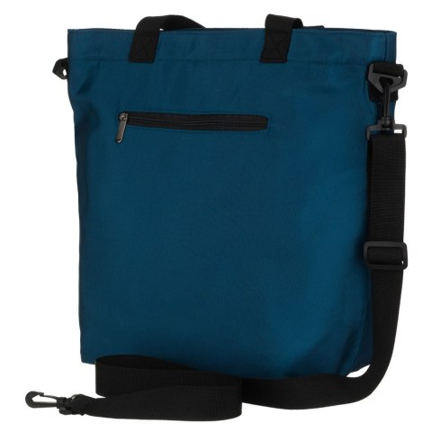 Turkusowa shopperka damska zawieszona na wygodnych uchwytach i doczepianym pasku, zamykana suwakiem - Peterson