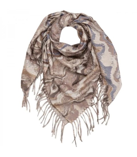 Chusta szal szalik z falistym delikatnym wzorem z frędzlami (Beżowy)