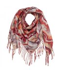 Chusta szal szalik z falistym delikatnym wzorem z frędzlami (Czerwony)