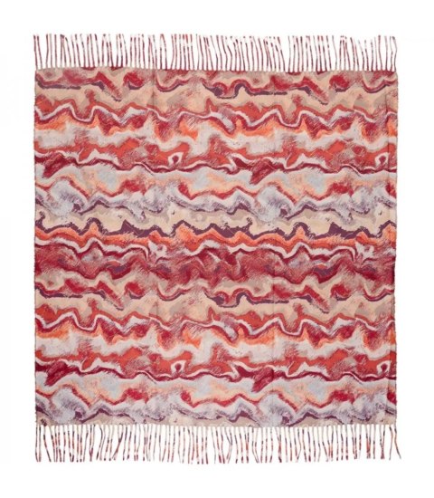 Chusta szal szalik z falistym delikatnym wzorem z frędzlami (Czerwony)