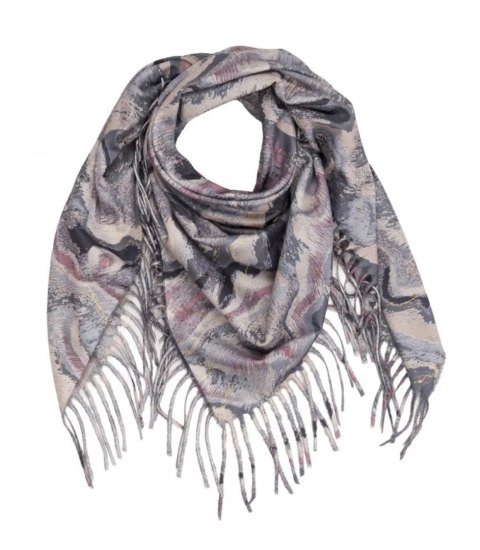 Chusta szal szalik z falistym delikatnym wzorem z frędzlami (Szary)