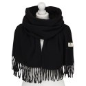Dwustronny szalik damski z poliestru w czarnym kolorze - Peterson