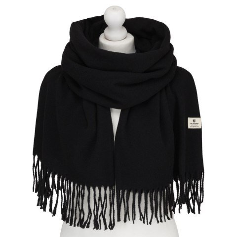 Dwustronny szalik damski z poliestru w czarnym kolorze - Peterson