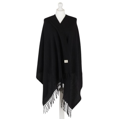 Dwustronny szalik damski z poliestru w czarnym kolorze - Peterson