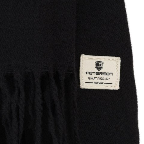 Dwustronny szalik damski z poliestru w czarnym kolorze - Peterson