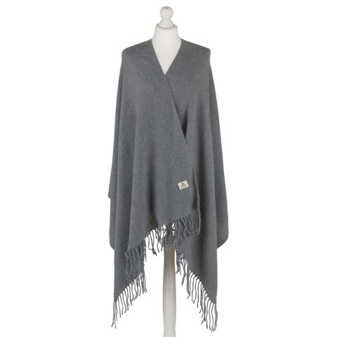 Szary, elegancki szalik damski z poliestru z frędzlami - Peterson