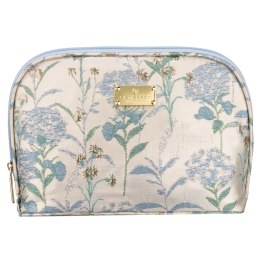 Błękitno-beżowa kosmetyczka podróżna z materiału syntetycznego zdobiona kwiatami - Peterson
