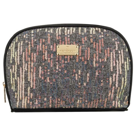 Czarna kosmetyczka z materiału syntetycznego, jednokomorowa i zamykana suwakiem - Peterson