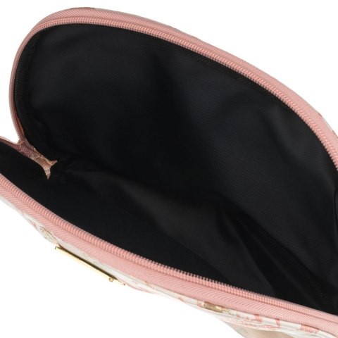 Kosmetyczka podróżna z materiału syntetycznego w różowo-beżowym kolorze zdobiona kwiatami - Peterson